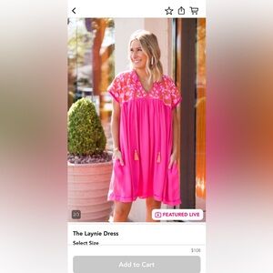 J. Marie Pink Embroidery Dress